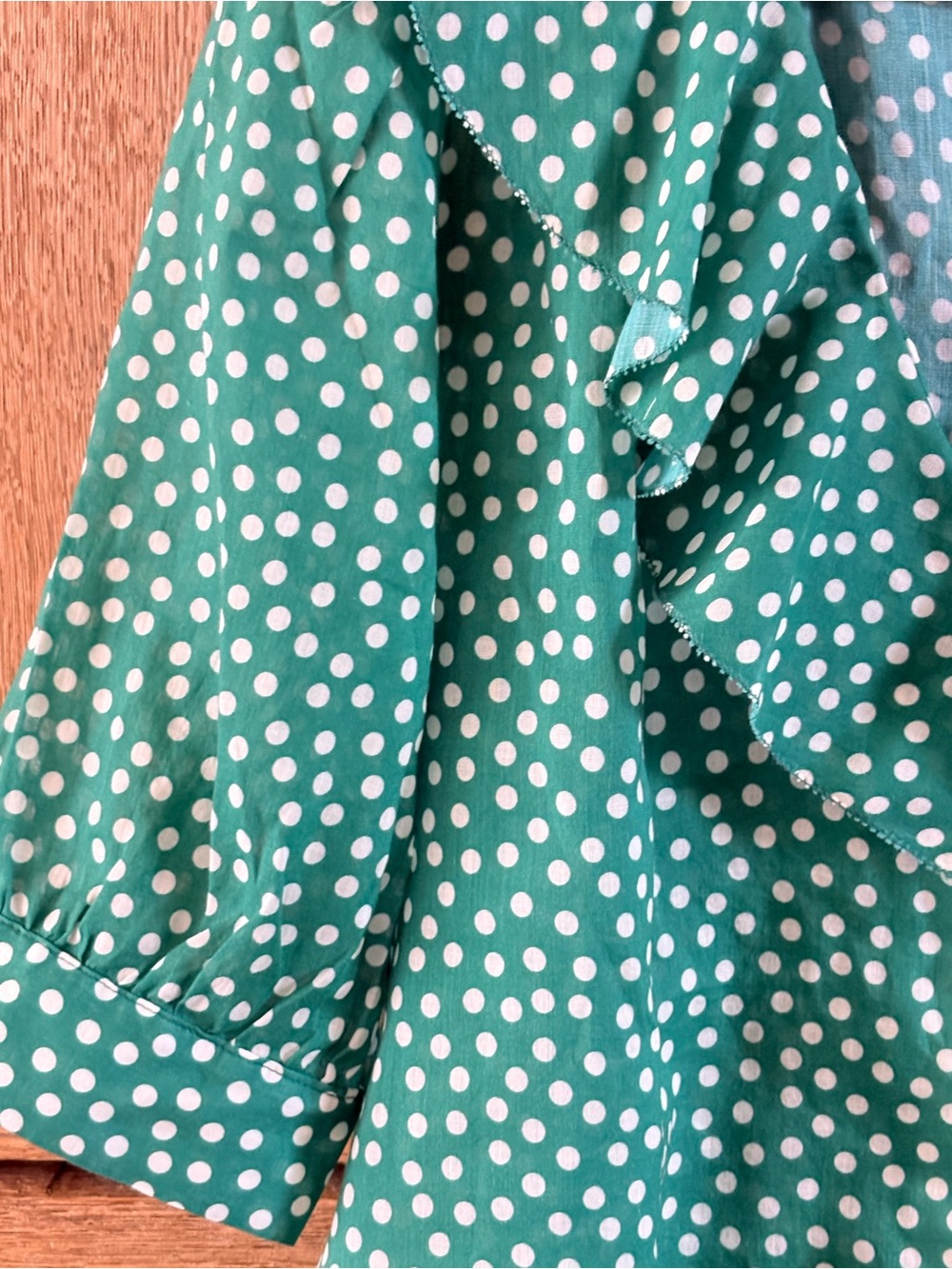 Trovata Faye Short Sleeve Ruffled V Neck Blouse In Lawn Dot S NWT - Picture 6 of 11